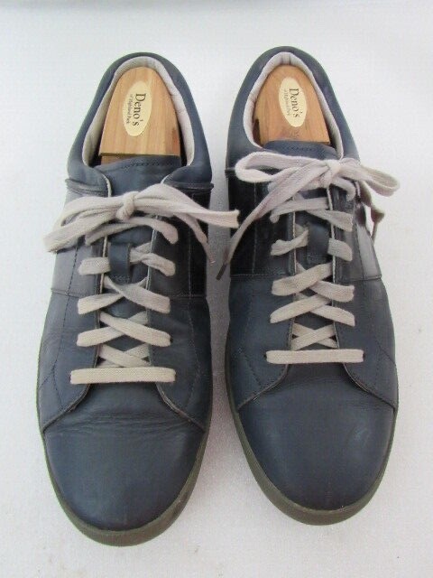 Tsubo Aratus Premium Blue Leather Saddle Stripe Sneakers Size 10