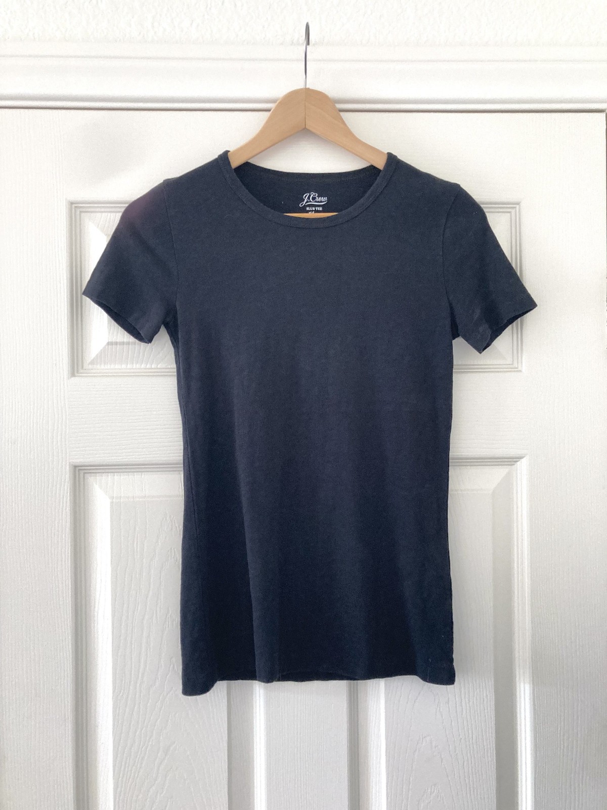 NWT J CREW Black 100% Cotton SLUB Tee, Short Sleeve Crewneck T Shirt, XXS, AJ606