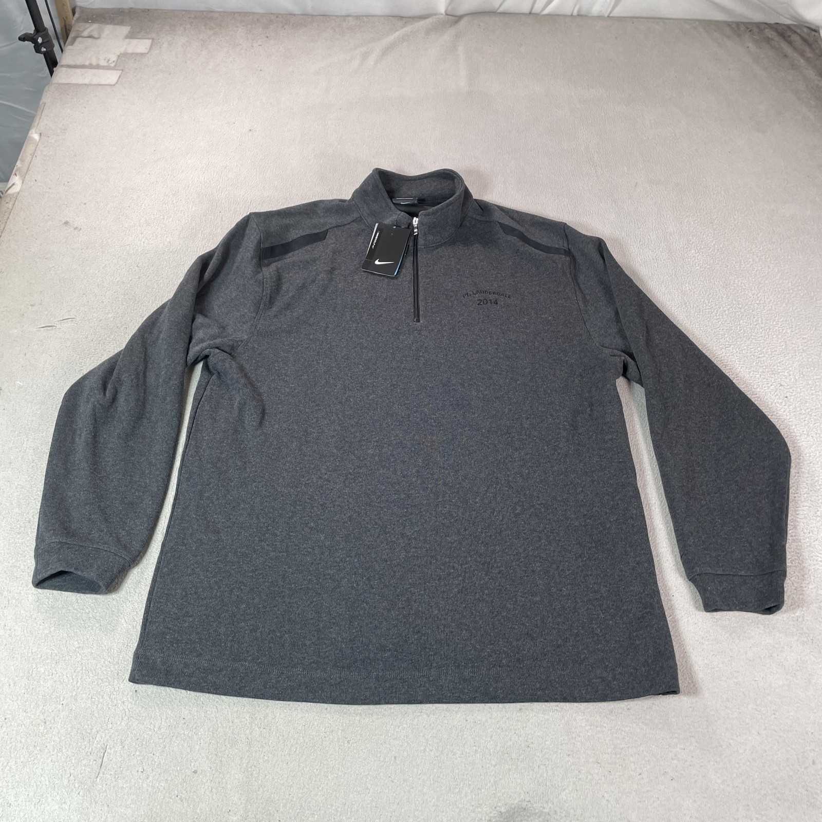 Nike Golf Pullover Mens XL Gray Dri-FIT Quarter Zip Ft Lauderdale 2014 Golf Top
