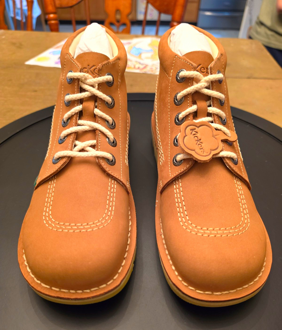 Kickers Kick Hi M Core Tan Leather Lace-Up Chukka Boots Size 42