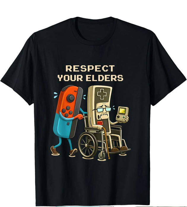 ** Respect Your Elders Gaming Control Retro Funny Gamer T-Shirt Kids-Adults