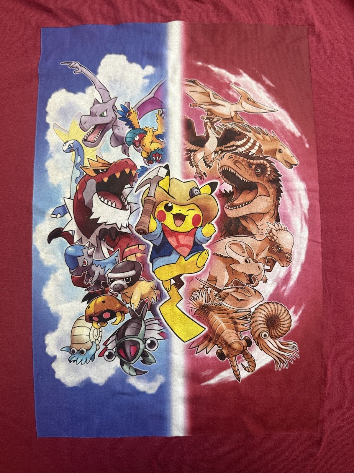 Pokemon Fossil Museum T-shirt - Youth LG - Red Excavator Pikachu - MUSEUM EXCL