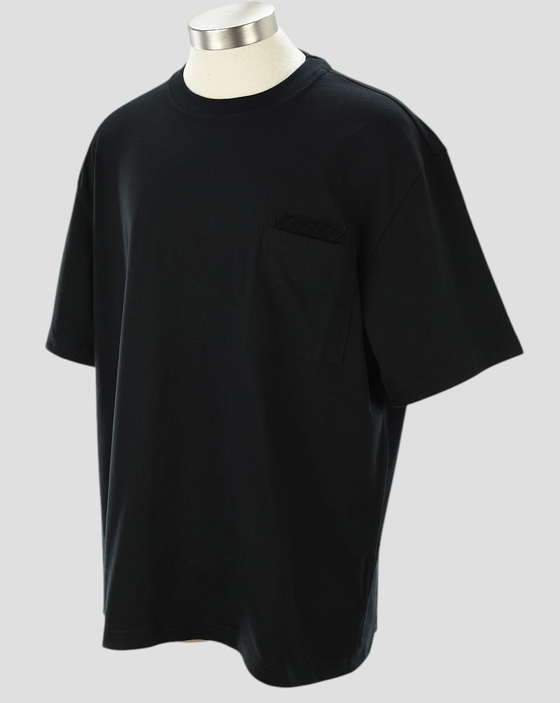 BOTTEGA VENETA Black Pima Cotton INTRECCIATO Pocket Short Sleeve T Shirt XXL NEW