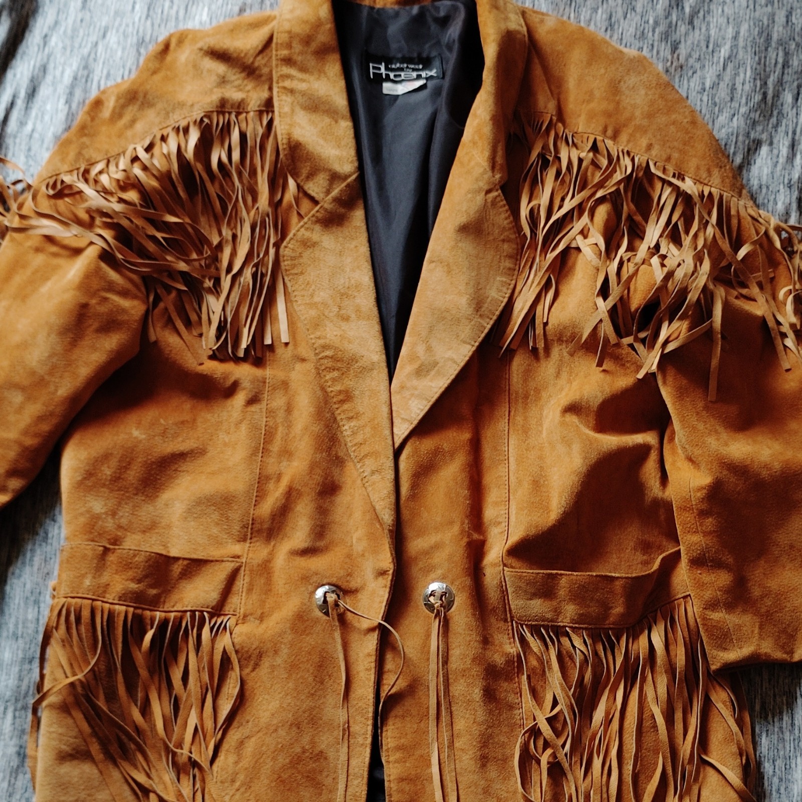 Vintage Camel Tan Real Leather Suede Jacket Phoenix Collection