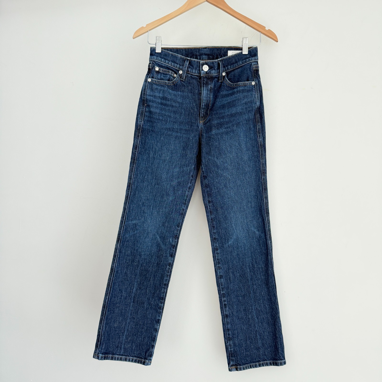 AYR The Legend Jeans Womens 23 Blue Dark Wash Straight Leg Minimalist Quiet Luxe
