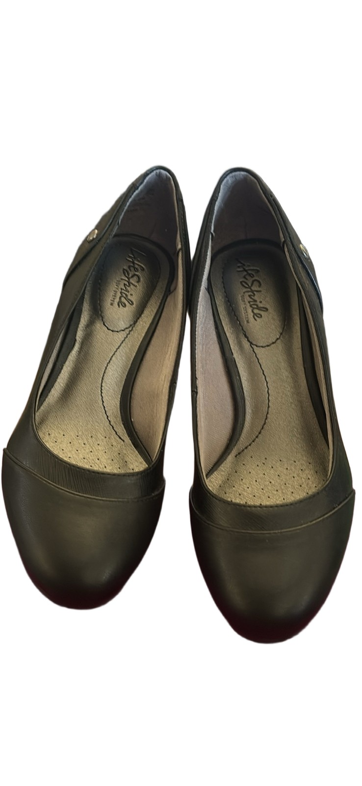 LifeStride Dreams Women\'s Black Wedge Pump Shoes Comfort Slip On Round Toe Mid