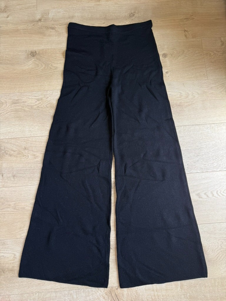NWT Women J Crew Cosmo sweater 100% mernio wool black wide flare pants $158 sz M