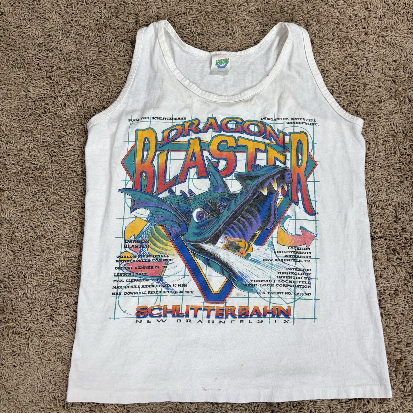 VTG 1994 Schlitterbahn Dragon Blaster, I Mastered The Dragon Shirt Waterpark TX