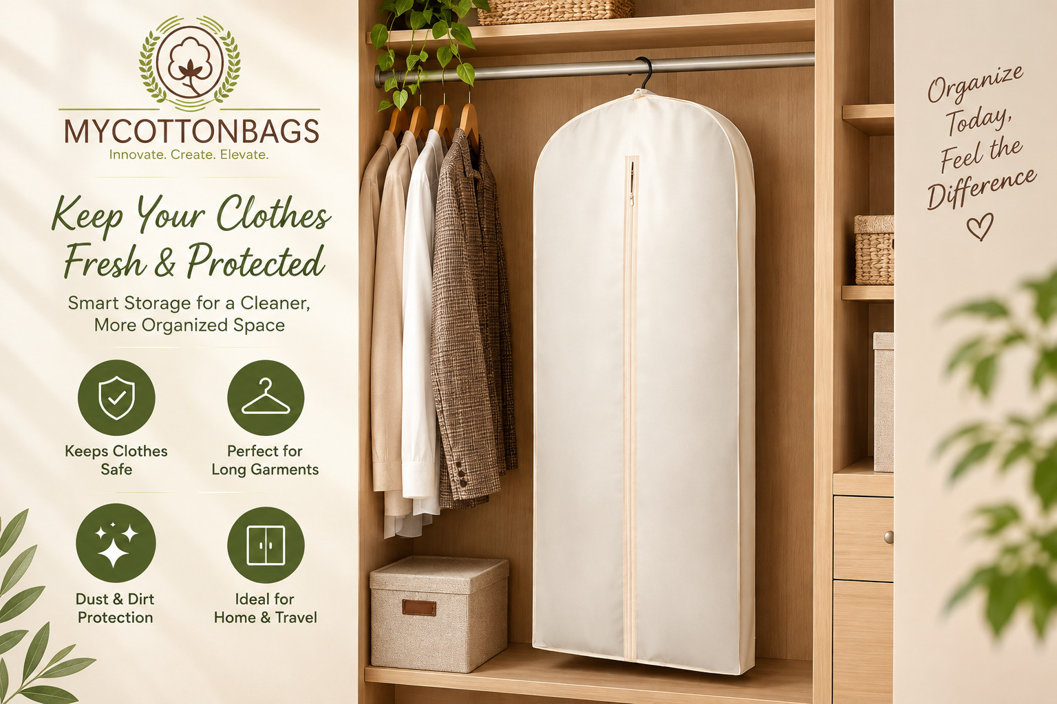 Cotton Garment Bag - Excellent Quality - Dress Bag - 62 inches Tall - Lot