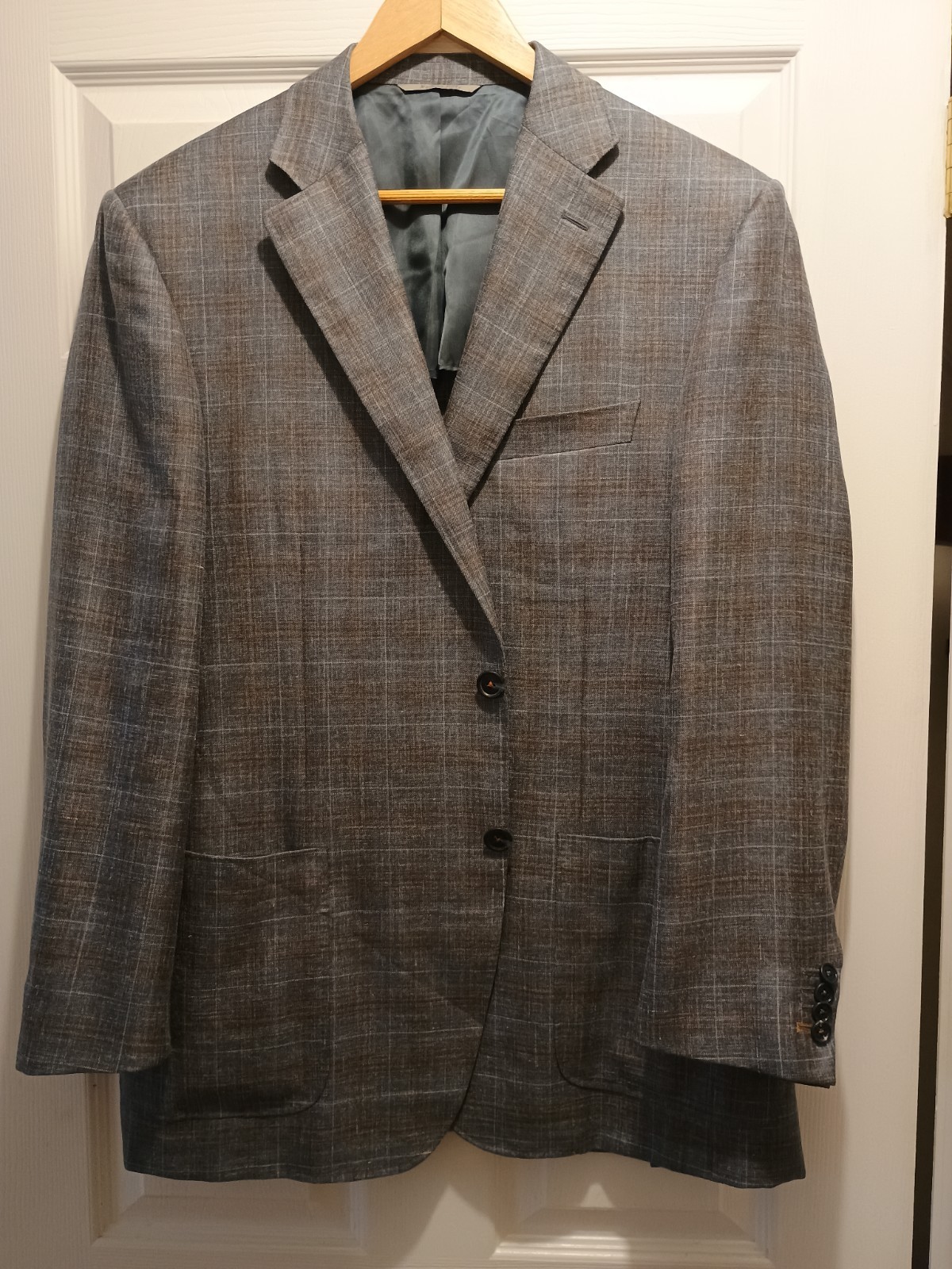 Canali 1934 Gray & Brown Unlined Plaid Blazer Sport Coat Jacket 42R US / 52R EU