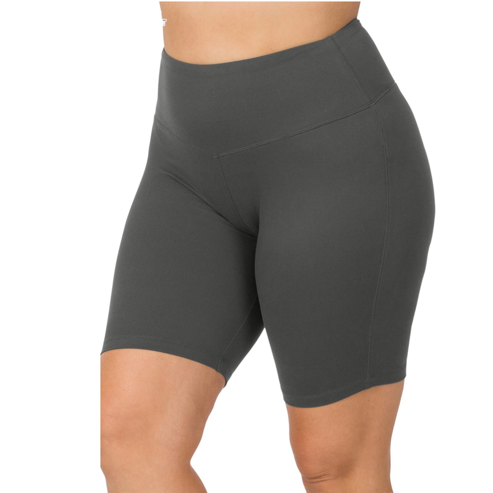 Zenana Women\'s Wide Waistband Biker Shorts Plus Size