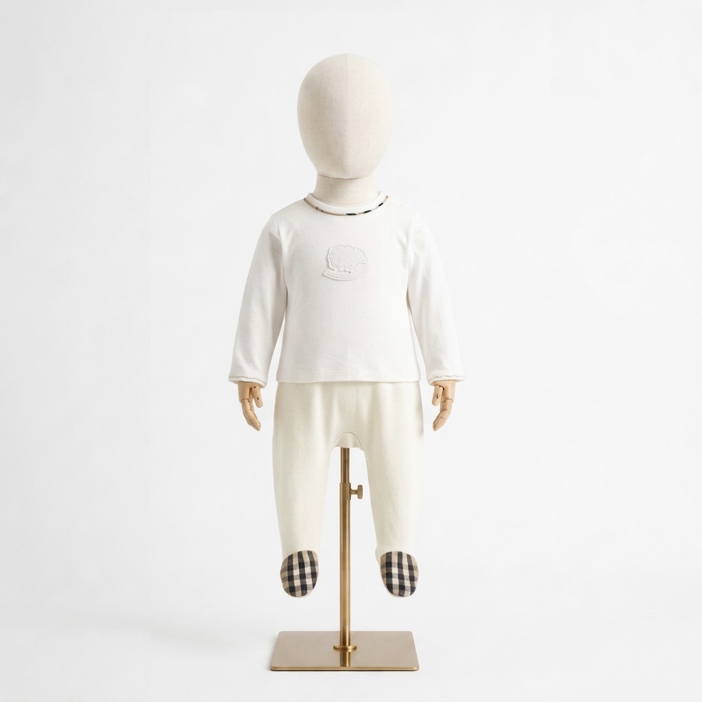 Baby Unisex Burberry White Romper Bodysuit One Piece Footed Sleepsuit 3M / 62cm