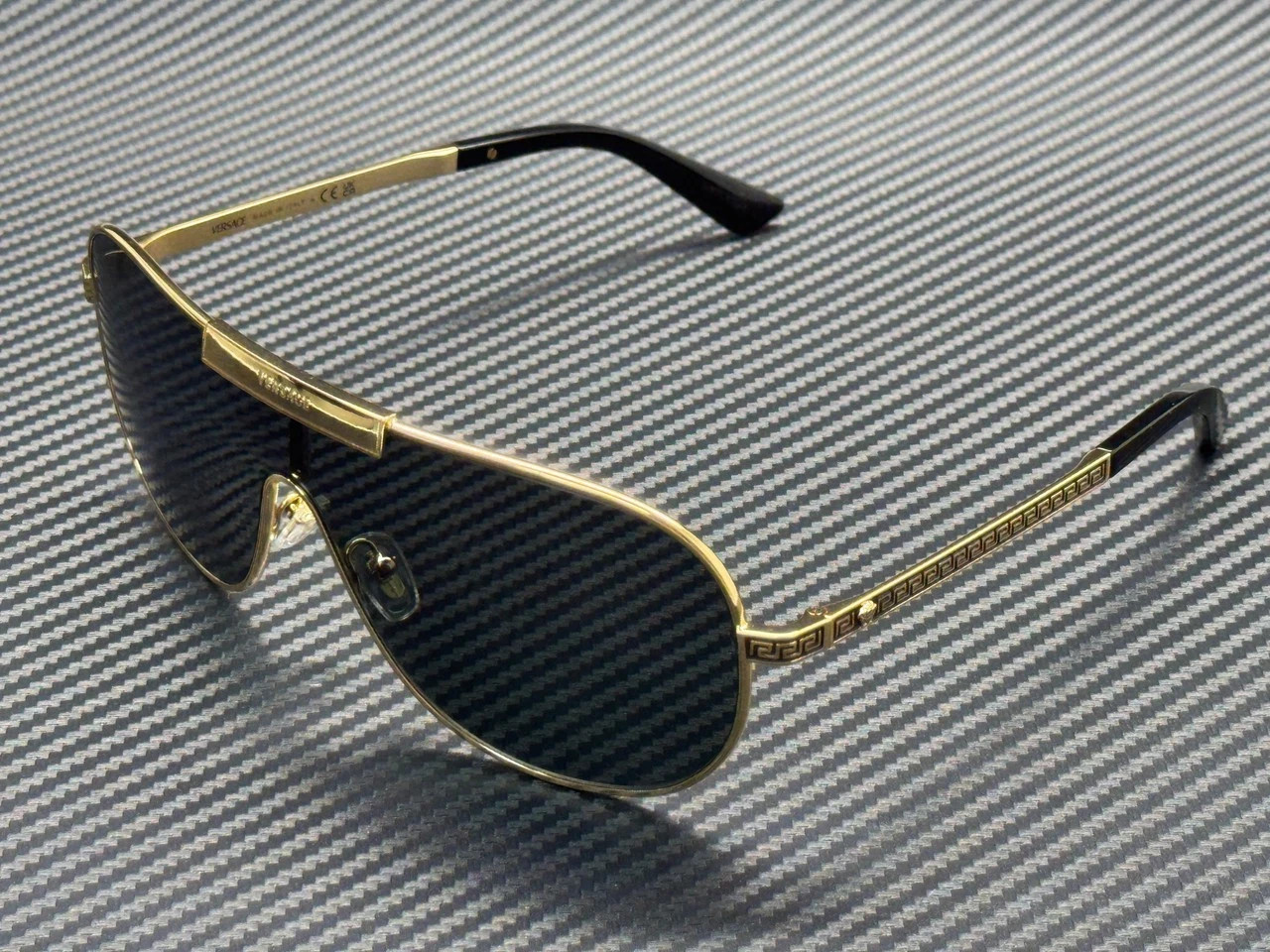 VERSACE VE2293 100287 Gold Dark Grey 70 mm Men\'s Sunglasses