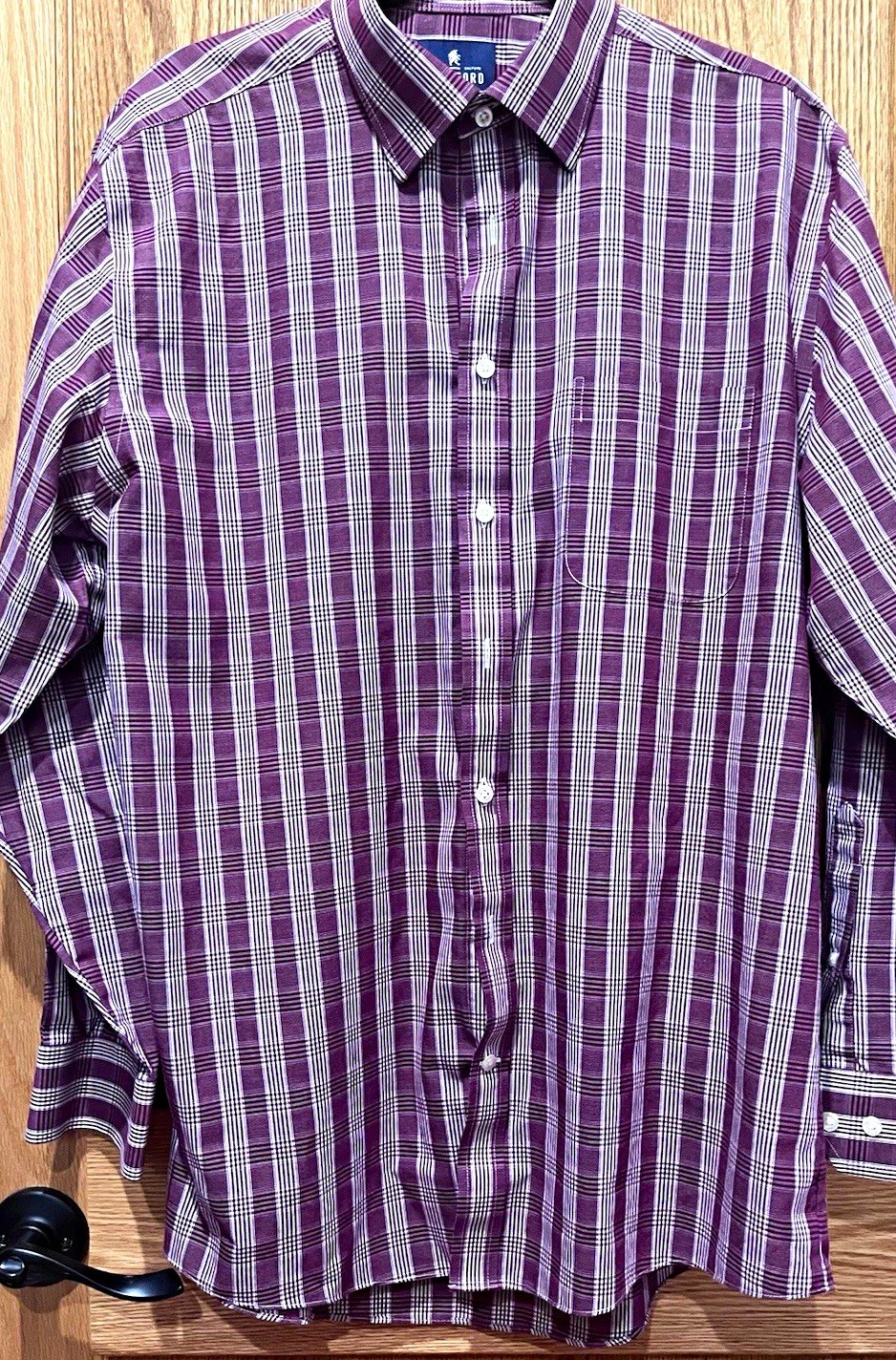 Stafford Men\'s Easy Care Stretch Plaid Broadcloth Dress Shirt 16.5 34/35