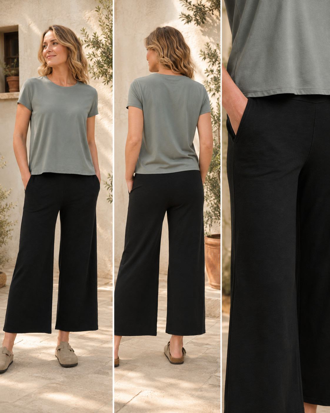 NEW  Toad & Co Chaka Wide Leg Crop Pant 4 Sizes Available Color blk