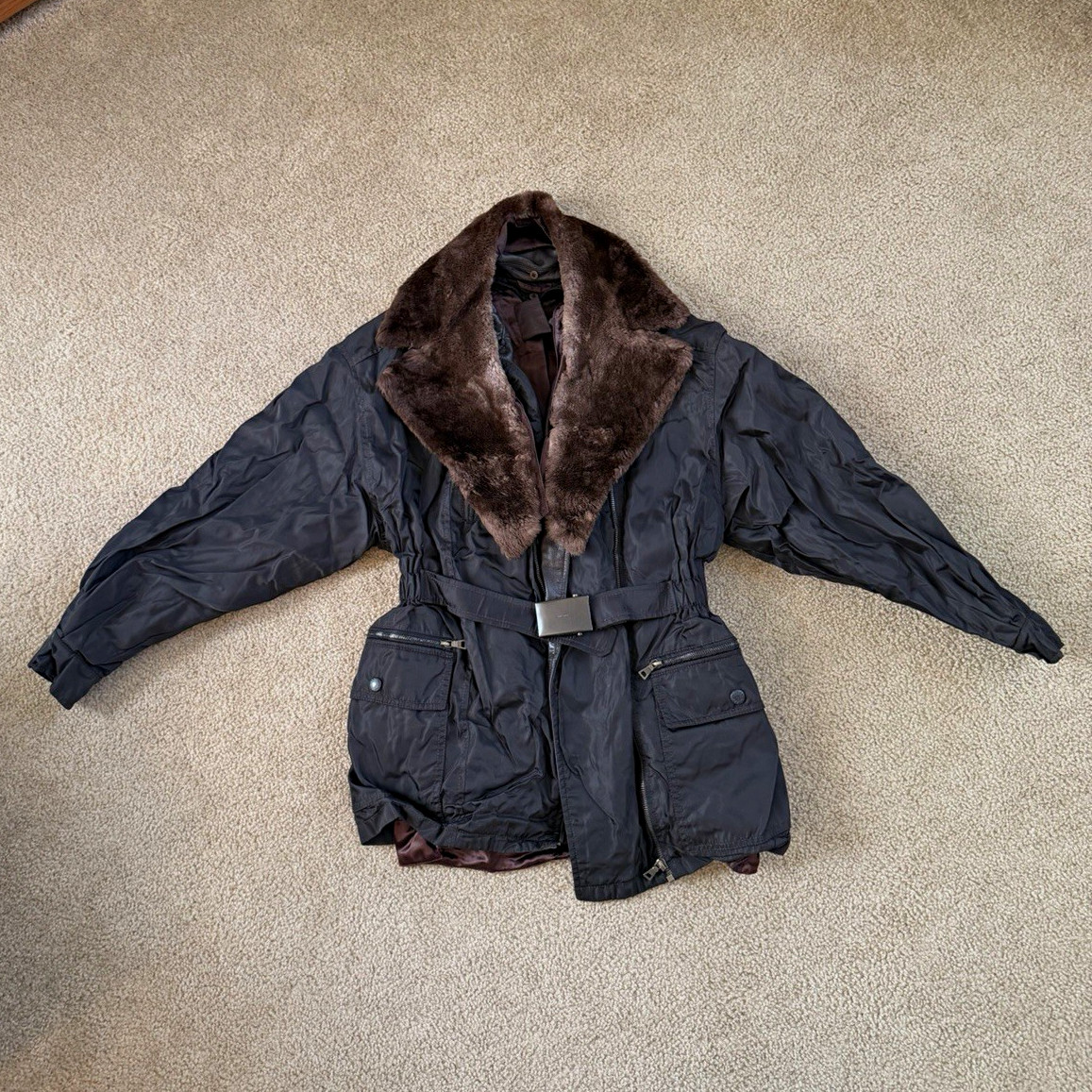 Vintage PRADA Women\'s Jacket - w/ detachable fur collar & liner - AMAZING