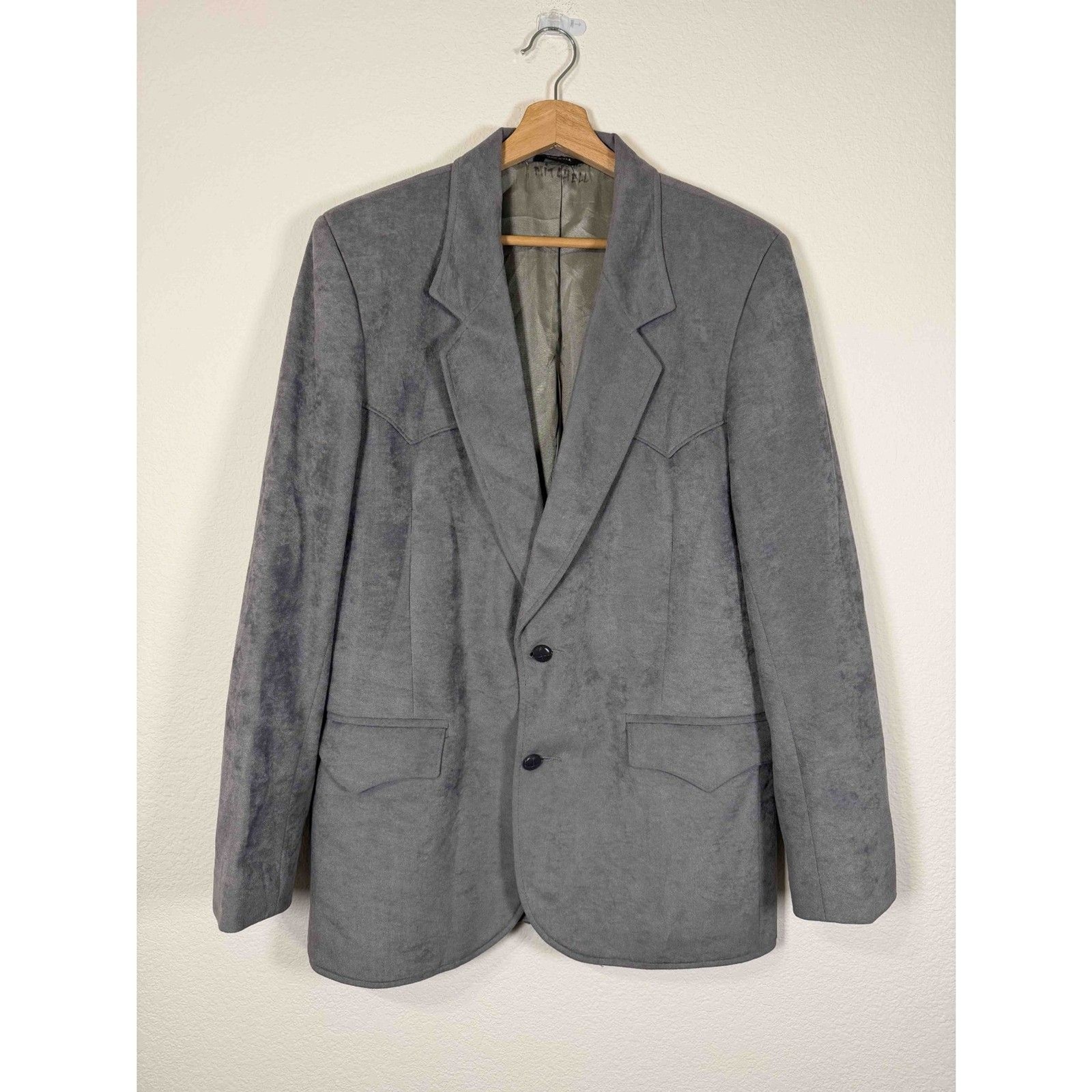 Vintage Miller Stockman Gray Suede Style Western Blazer Jacket 42L Cowboy Y2K