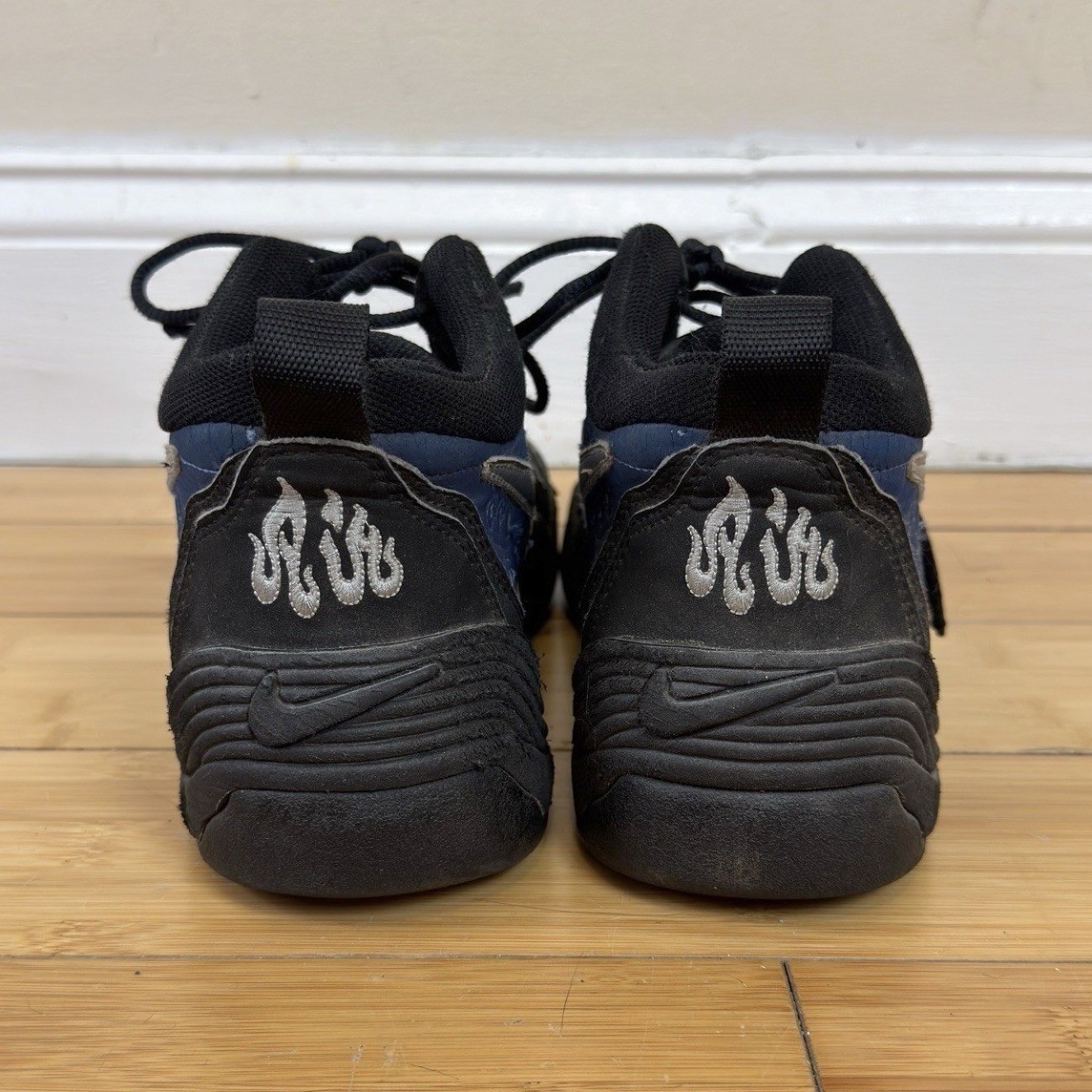 Vintage 1996 Nike Air Bakin Allah Banned Logo RARE Blue Black Sneakers Size 8