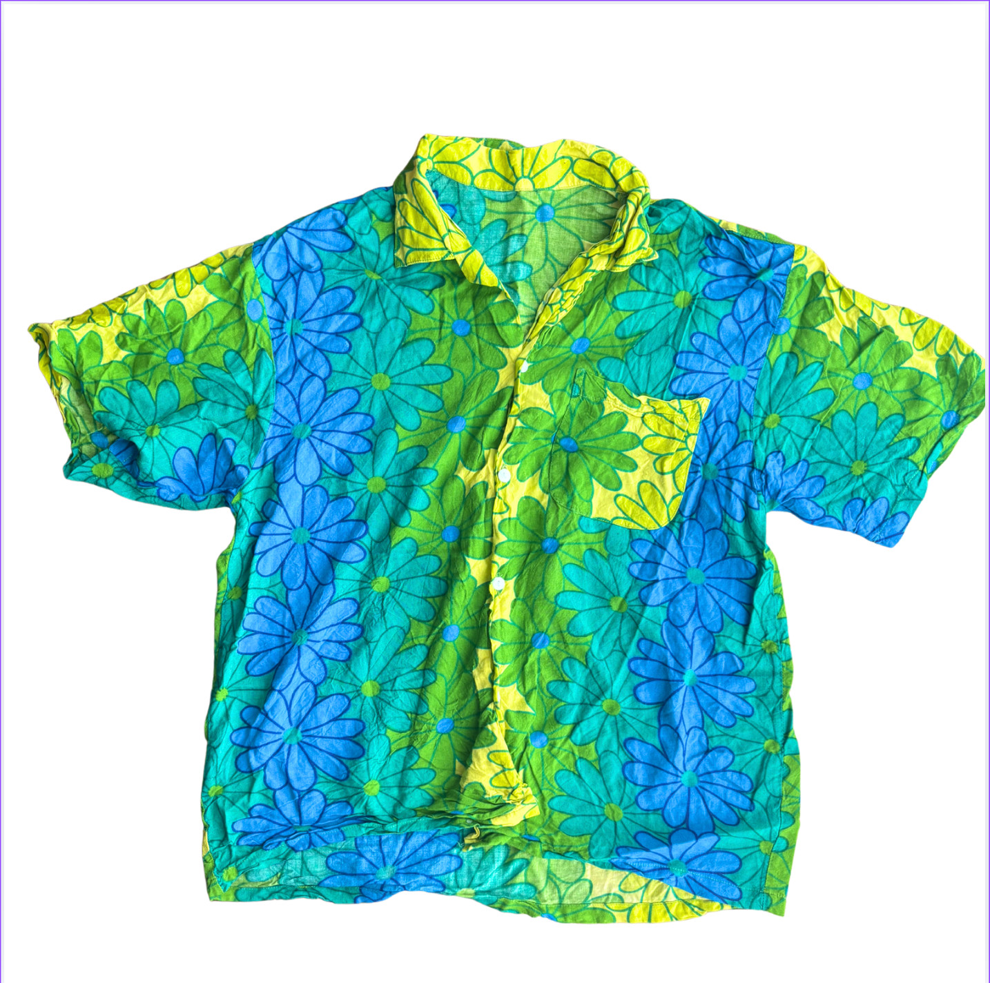 Vts Mod 80s 90s Colorful aloha Shirt Abstract  Flower pattern