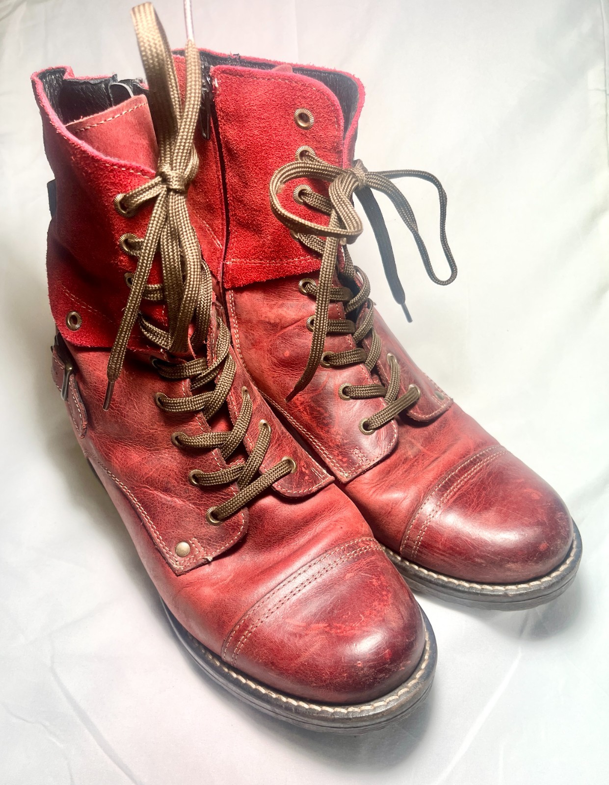 Taos Crave Boots - Red Leather & Suede Women\'s US 10-10.5 EU 41
