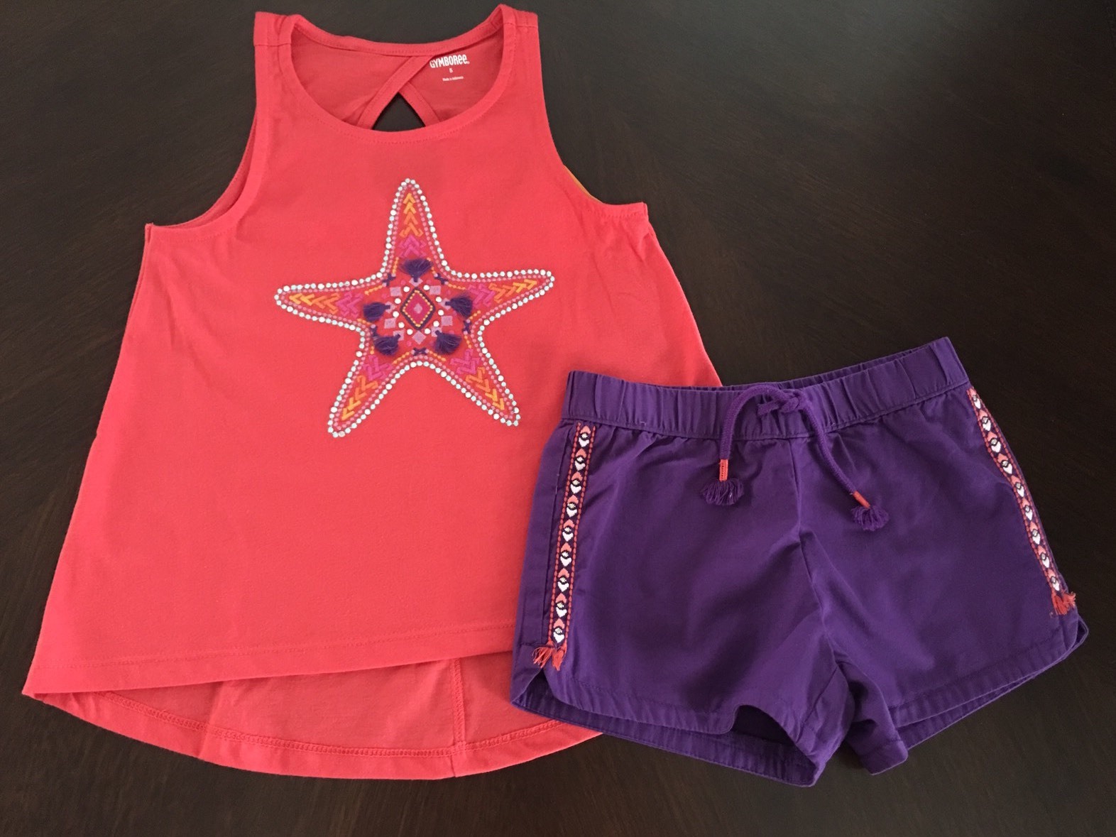 NWT Gymboree Girl Island Girl Coral Starfish Tank /Violet Shorts Outfit 5 6 8 10