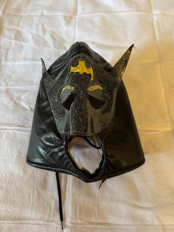 Lucha Libre Batman Mask Mexican Pro Wrestling Costume Cosplay Black Lace Up Full