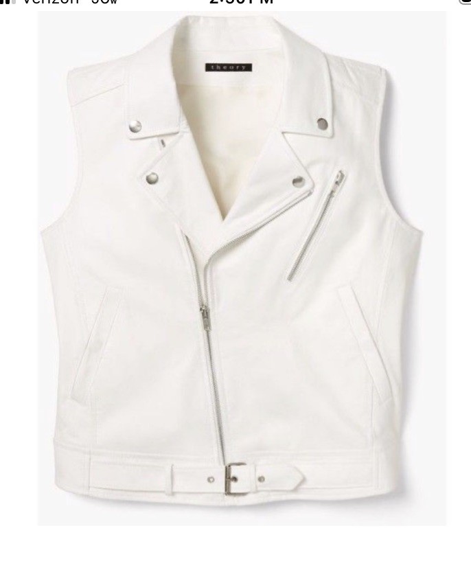Theory White Leather Belted Moto Vest Jacket NWT Sz S Orig. $855
