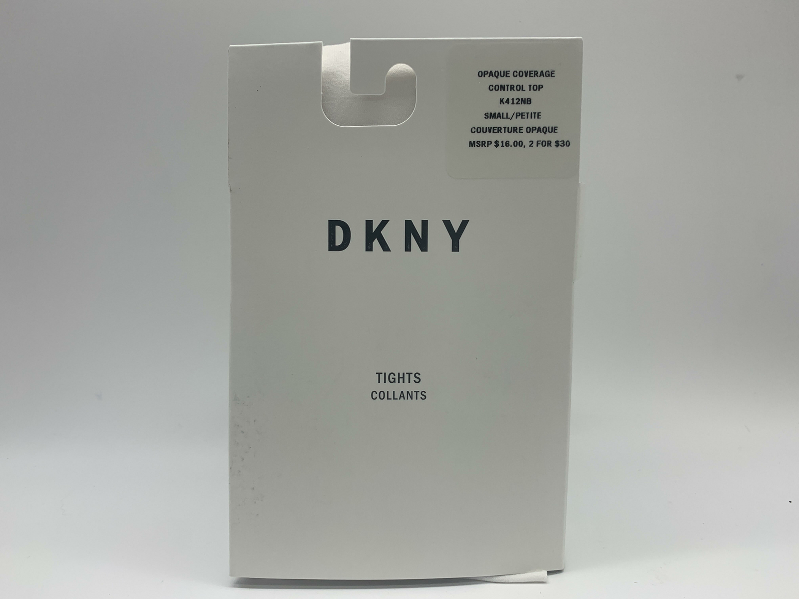 DKNY Tights Opaque Coverage Control Top - (En/Fr), Sm, White, K412NB