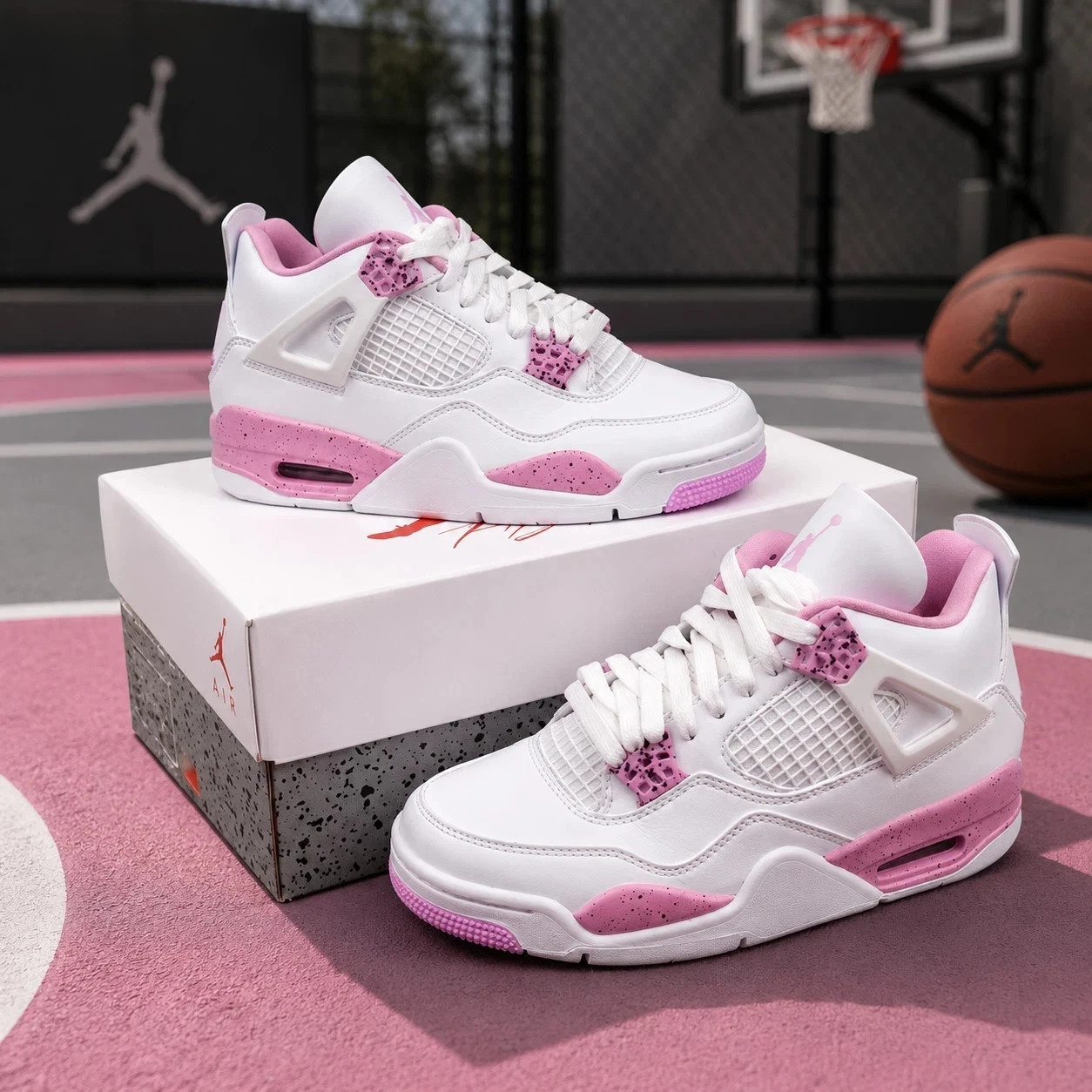 All Women's Size US Jordan 4 Retro White Pink Oreo 5.5-11