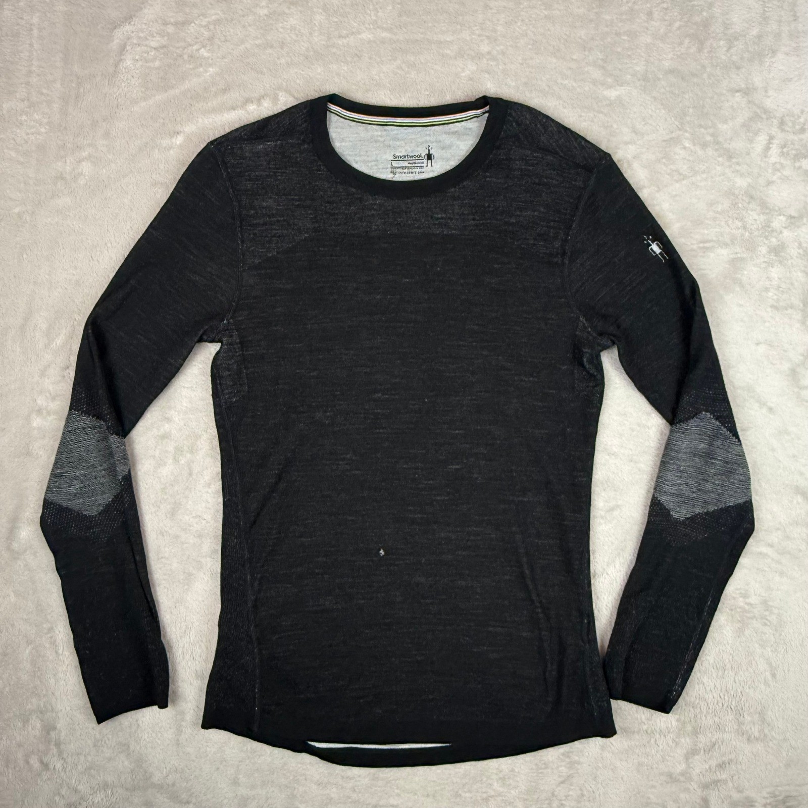 Smartwool Intraknit 200 Base Layer Men L Black Merino Wool Thermal Pullover READ