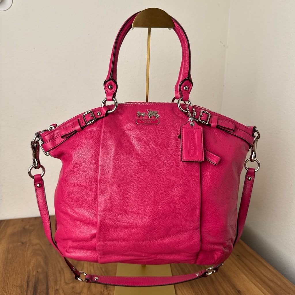 Coach Madison Lindsey Fuchsia Pink Leather Satchel Shoulder Bag 18641