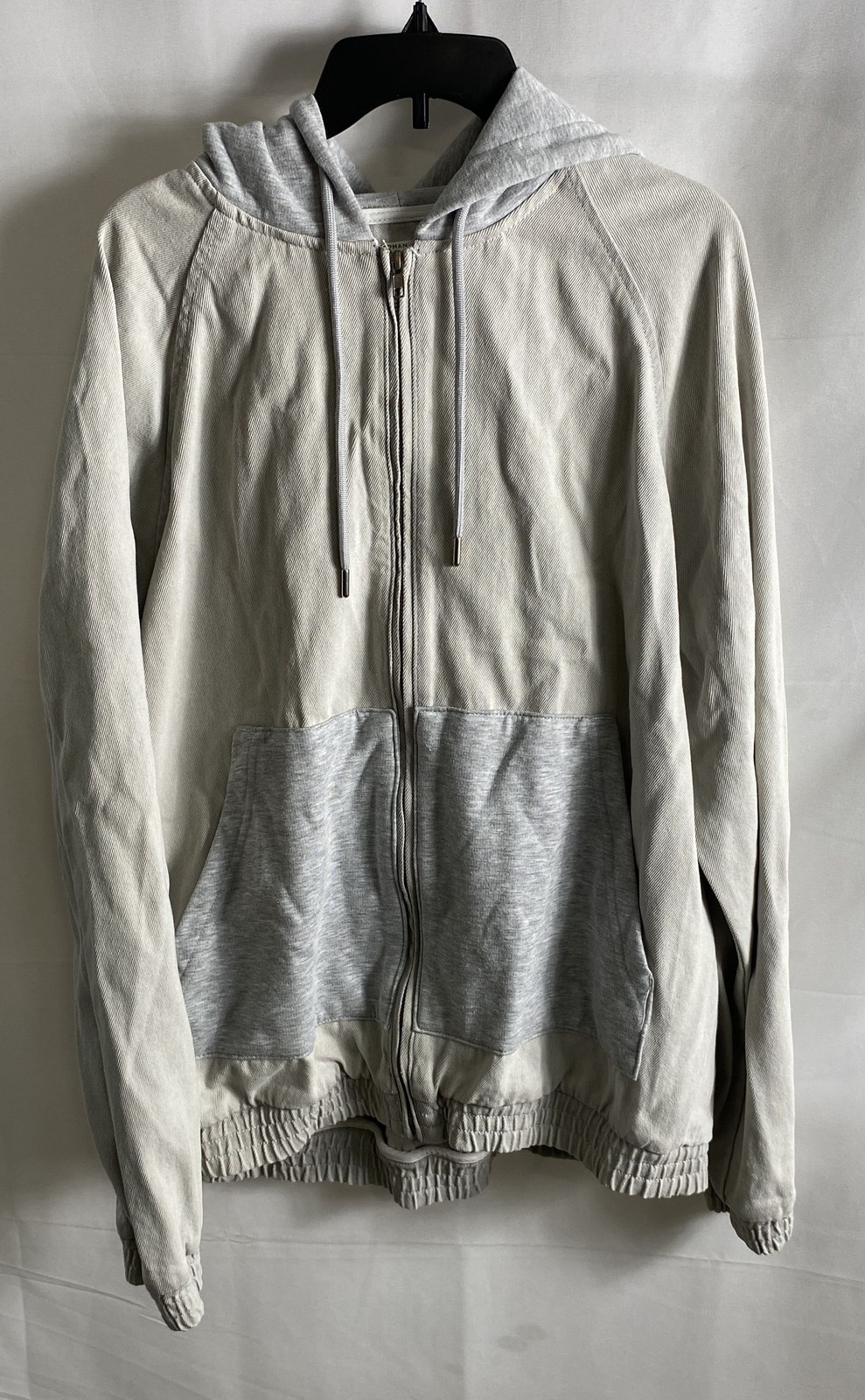 Topman Men\'s Oversized Zip Up Hooded Jacket Beige Gray Two Tone NWT Size L