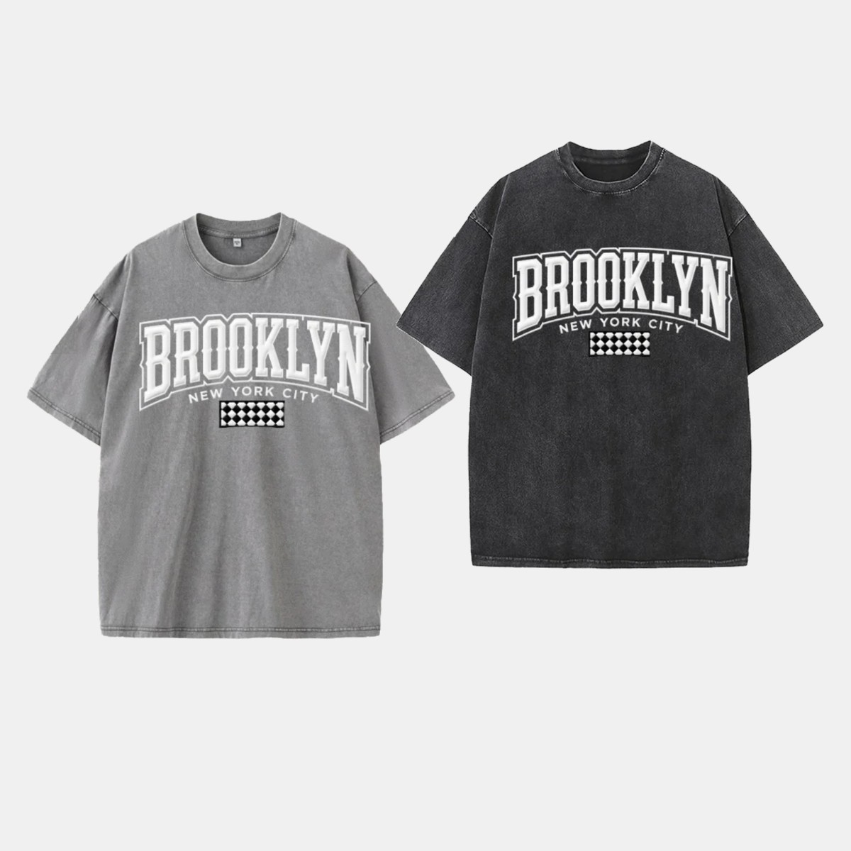 Y2K Oversized Washed Brooklyn New York Varsity Graphic Tee Vintage Streetwear