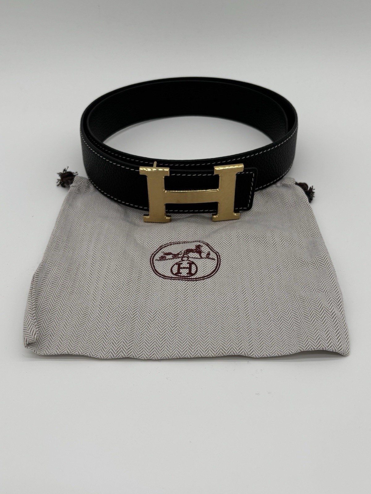 Hermes H Belt 38 mm Black Gold Buckle Size 95