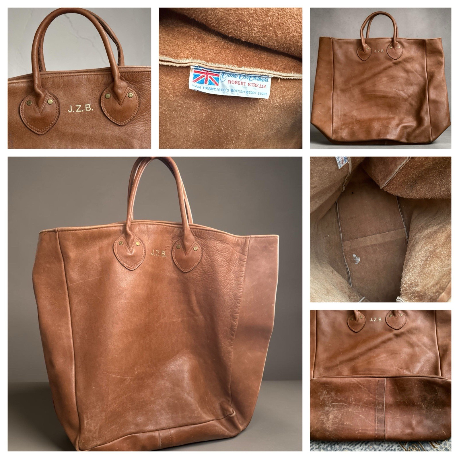 Rare Vintage 70s Cable Car Clothiers / Robert Kirk, Ltd Leather Shopper Tote Bag
