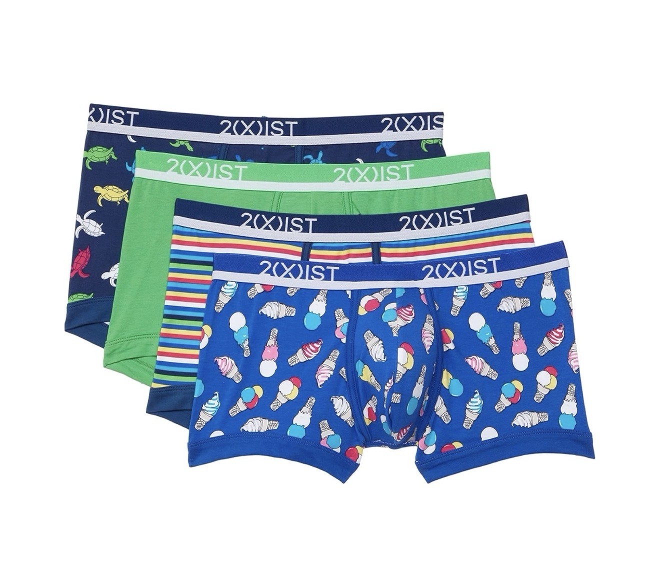 NWT 2(X)IST.  Sz XL. 4 Pack. Stretch No Show Trunk. Summer. MSRP $42.00