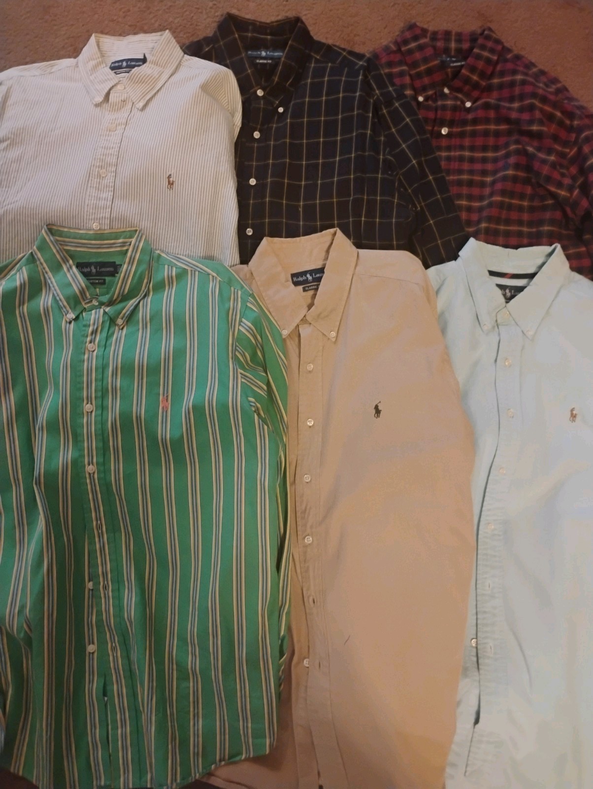 Lot of 6 Polo Ralph Lauren Long Sleeve Button Down Shirts. Size X-Large