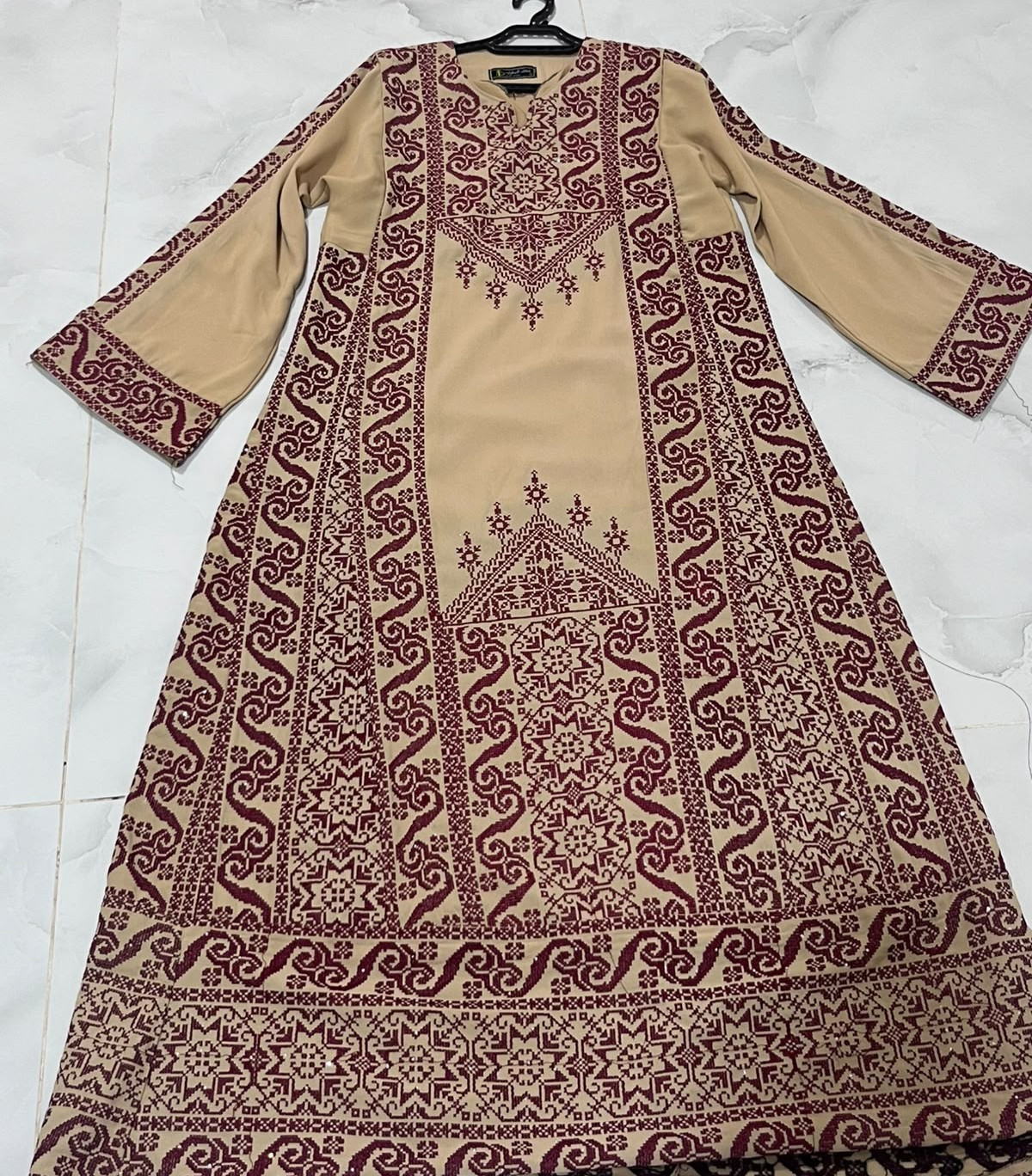 Vintage Fabulous Hand Embroidered Palestinian Thobe Dress 140x50 Cm
