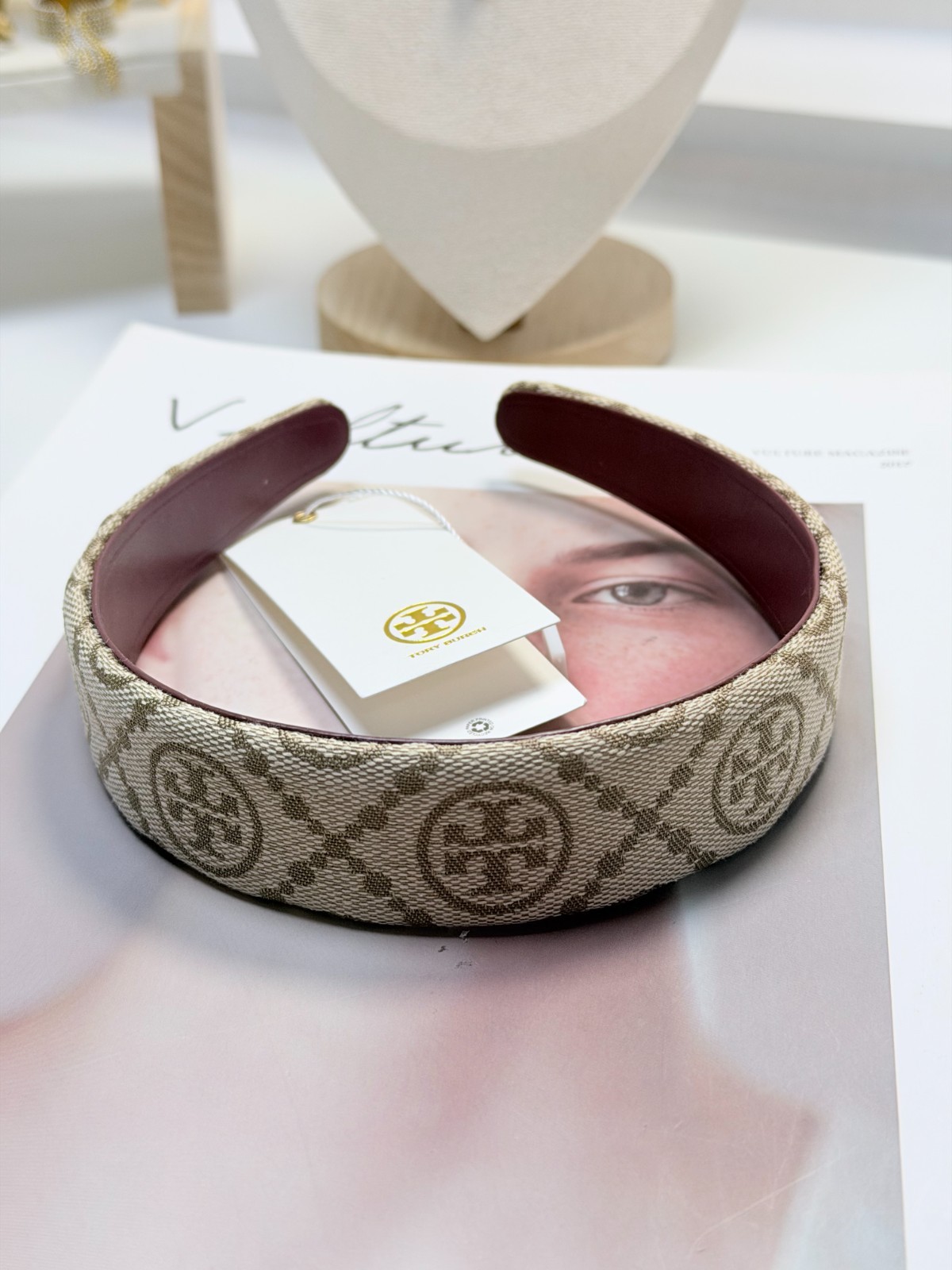 Tory Burch Logo  brown color Headbands NWT