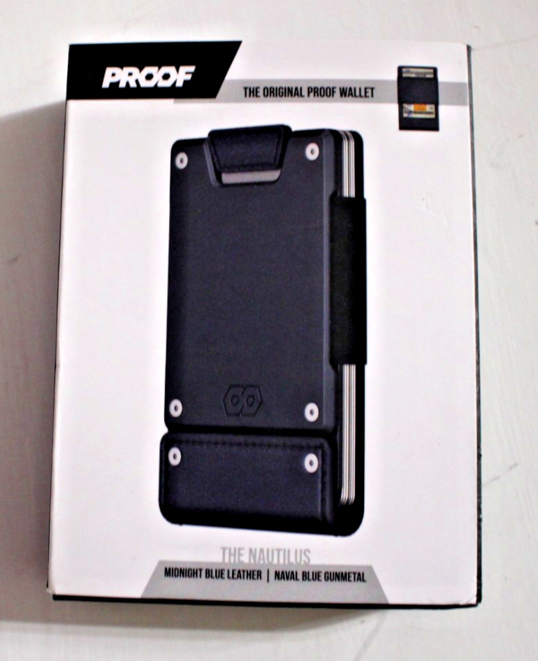 THE ORIGINAL PROOF WALLET THE NAUTILUS MIDNIGHT BLUE LEATHER NAVAL BLUE GUNMETAL