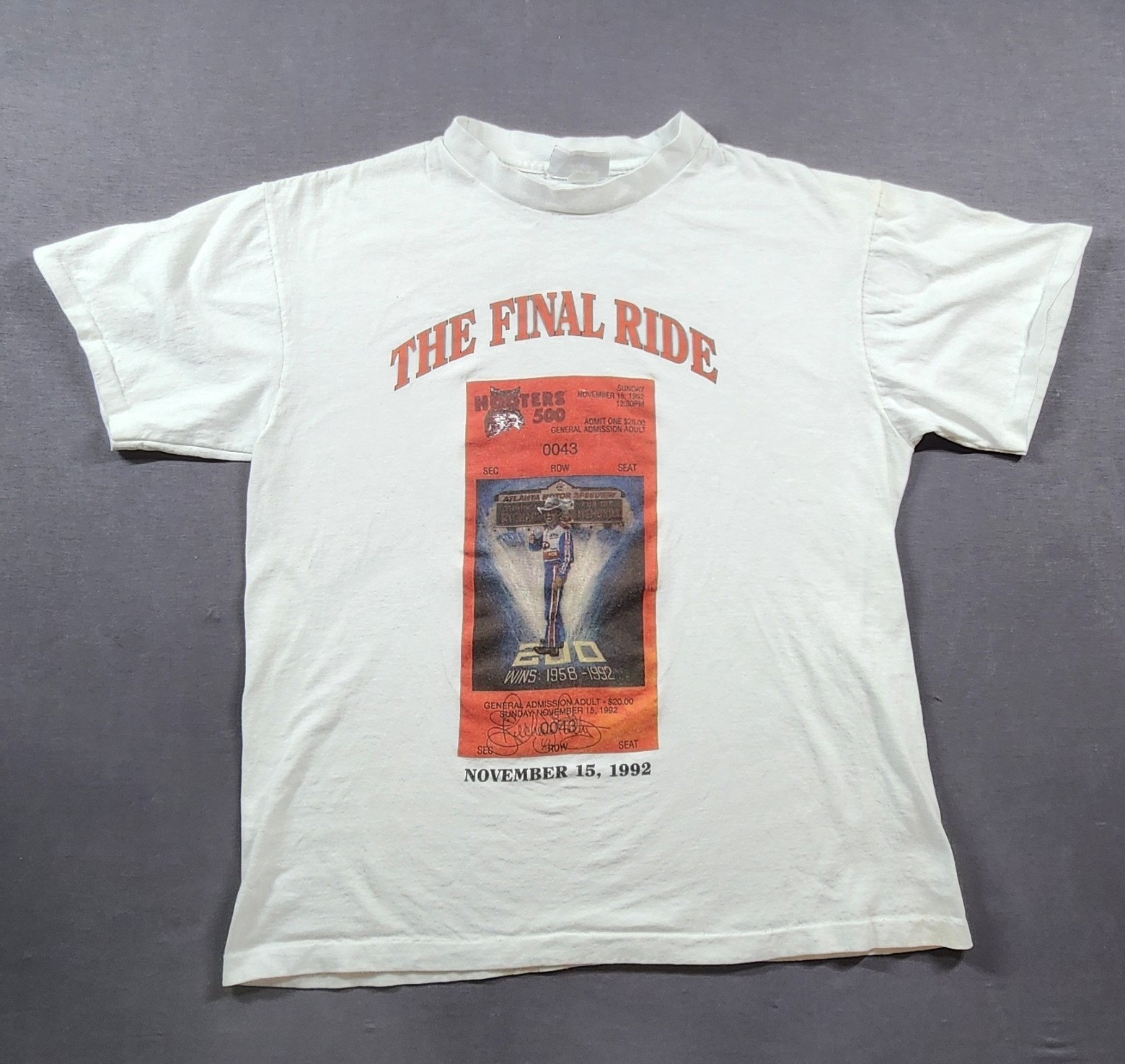 Vintage Nascar 1992 Richard Petty The Final Ride Hooters Single Stitch Made USA 