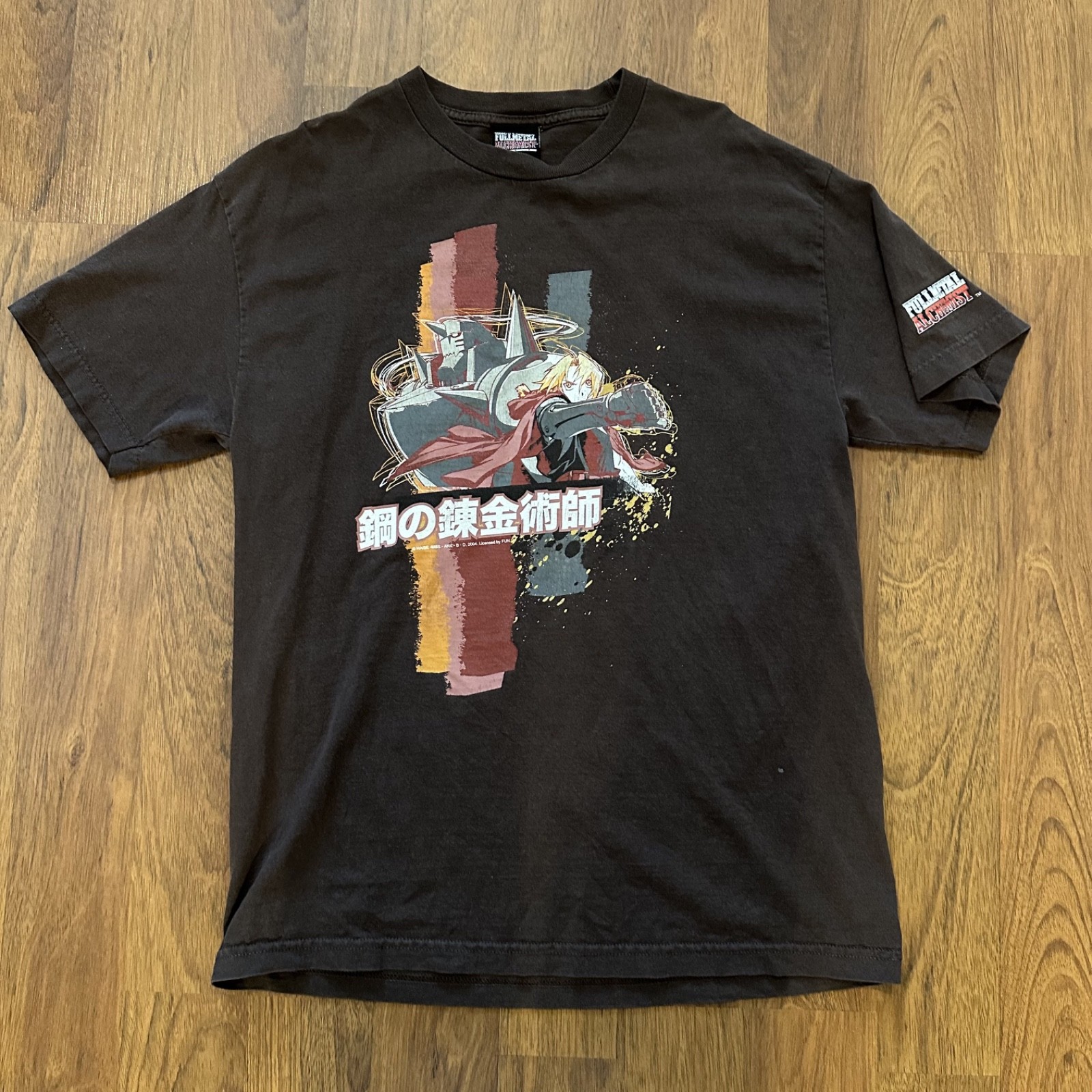 VTG 2004 full metal alchemist t shirt L brown edward alphonse elric anime rare 