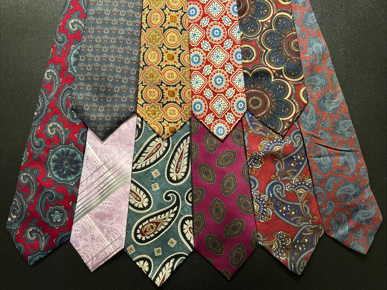 Vintage EUC Tie Lot Of 10 All Paisley & Medallion Ties Paul Stuart Silk Wool