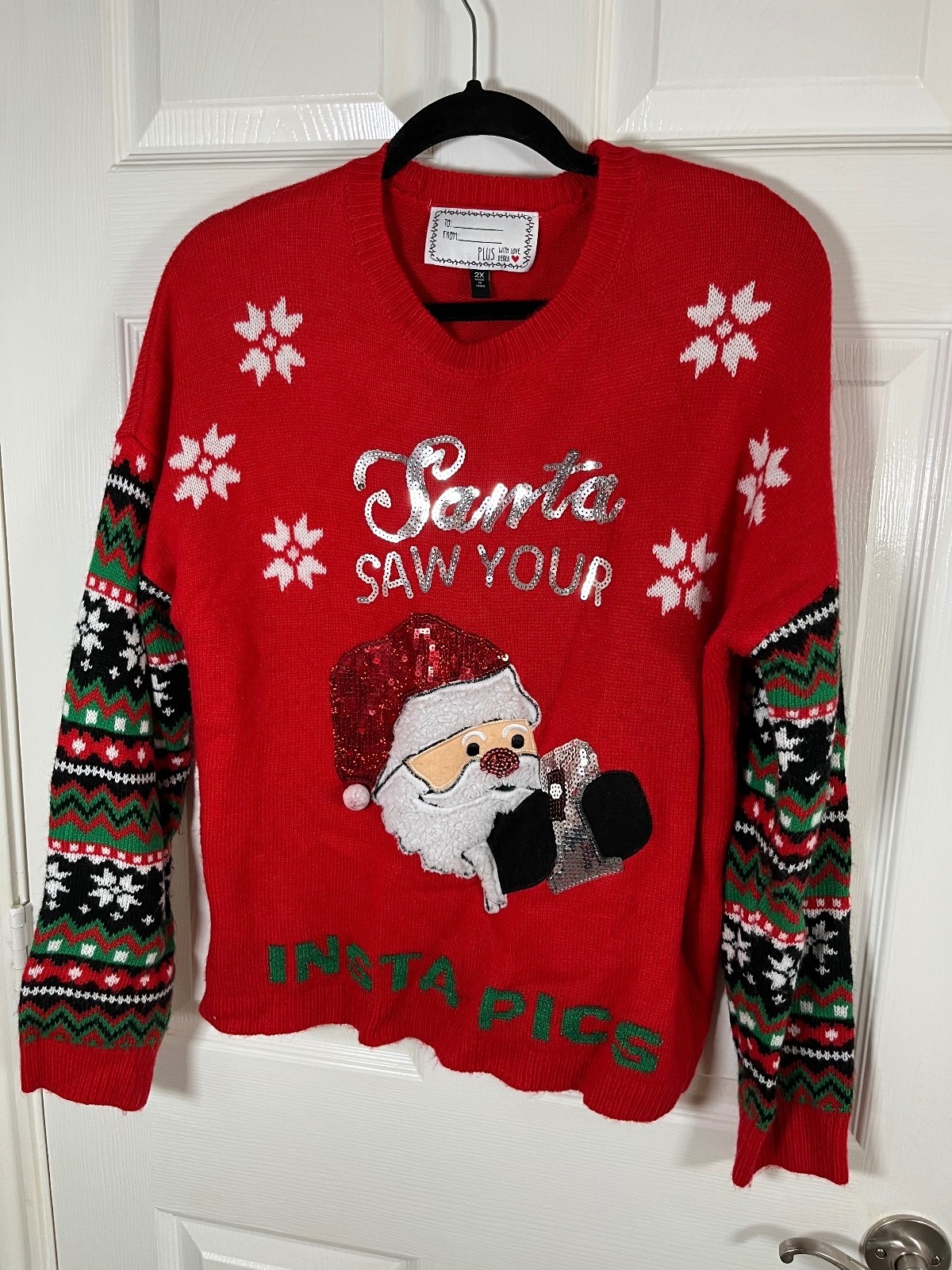Red Santa Saw Your Insta Pics  xxl ugly Christmas sweater