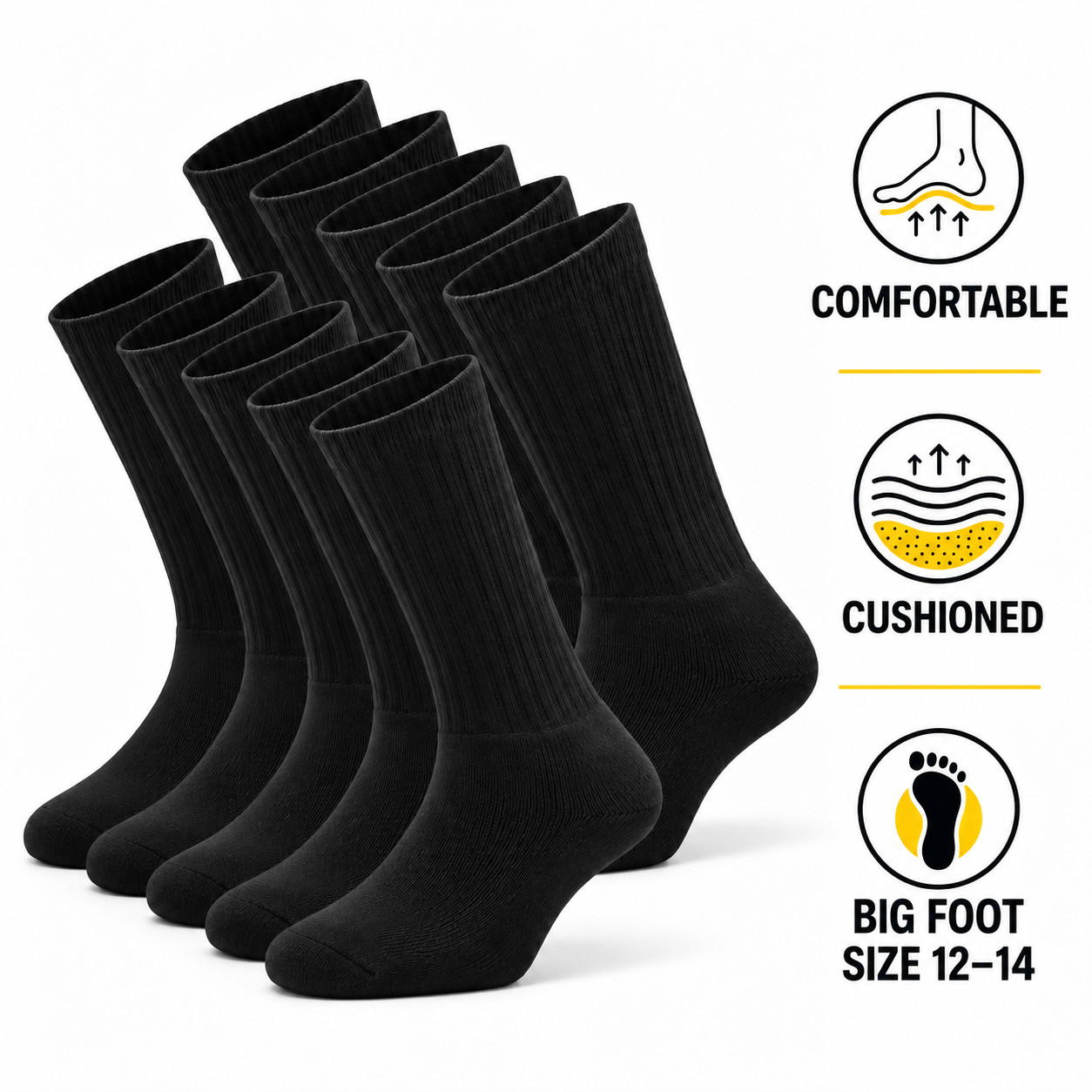  24 Pairs Men’s Heavy Duty Work Socks UK Big Foot 12-14