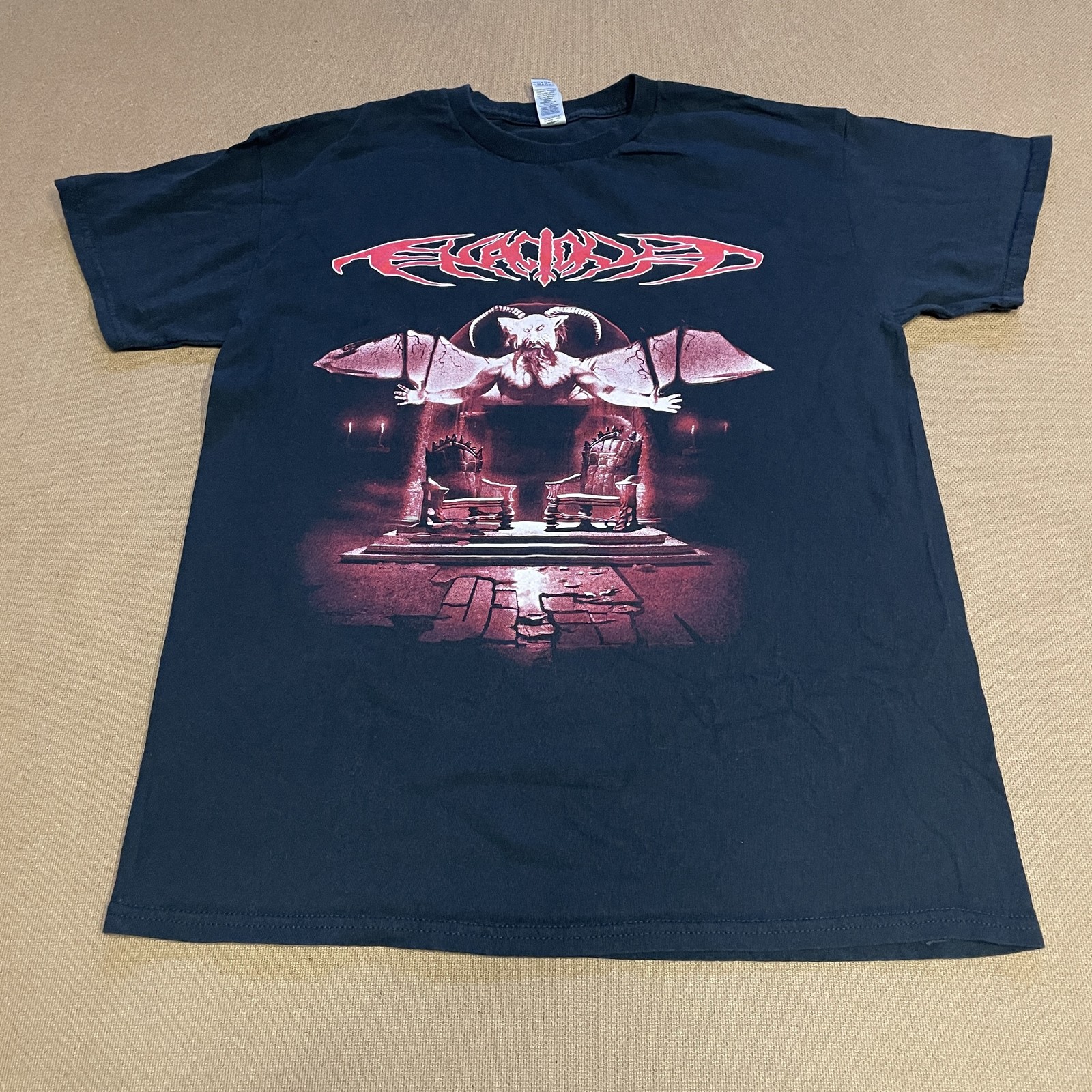 Engorged Shirt Mens Medium Black Heavy Metal Graphic Band Tee Gildan Concert