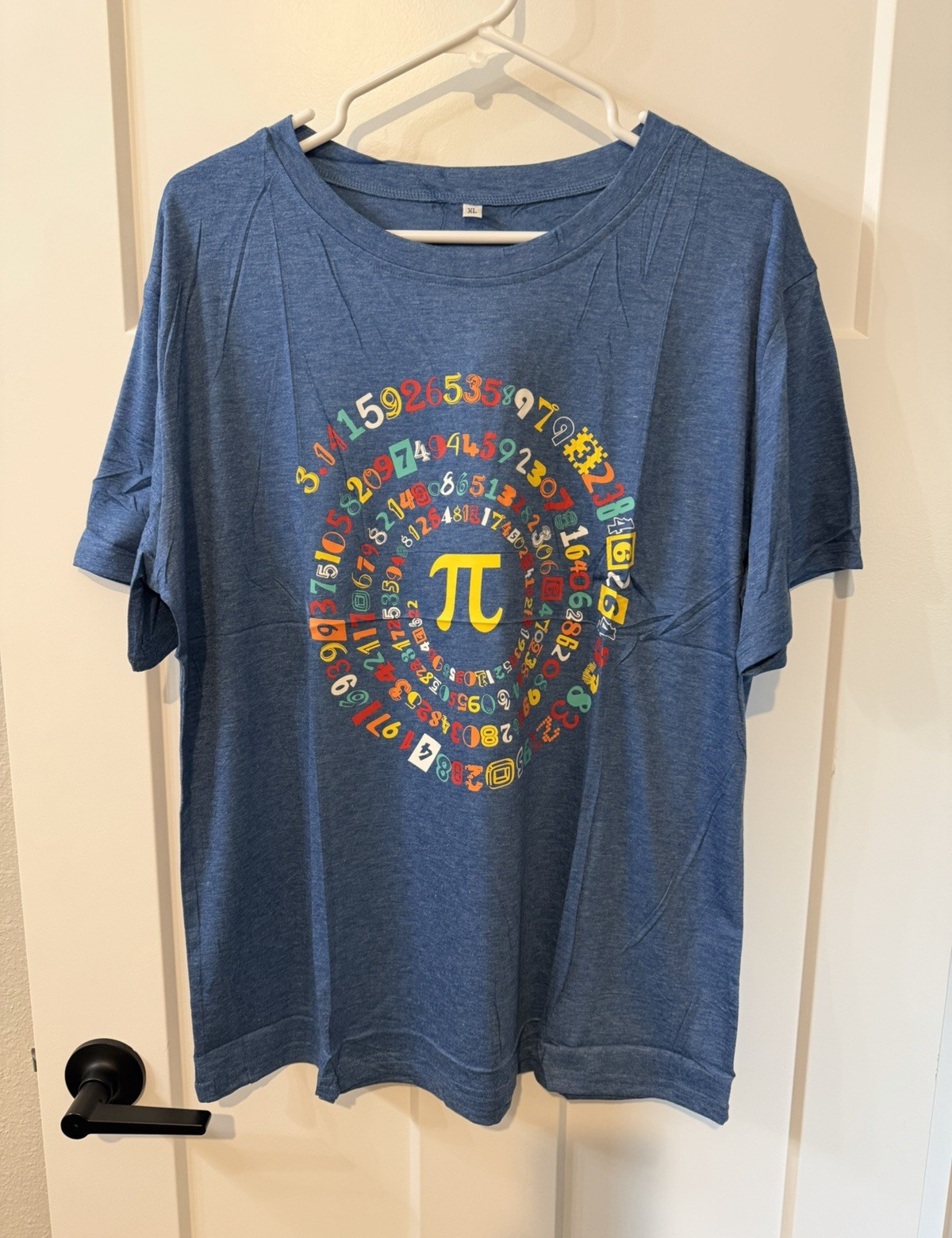 Pi Math T-Shirt Mens XL Blue Graphic Tee Mathematics Numbers Teacher STEM Geek