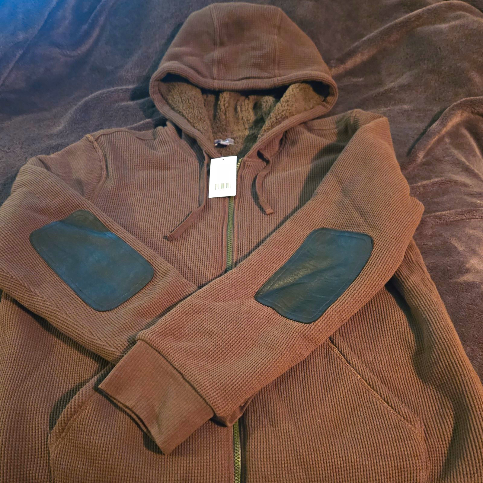 Vince. Men\'s Olive GREEN Cotton Knit Full Zip Hooded Hoodie Solid Size XL