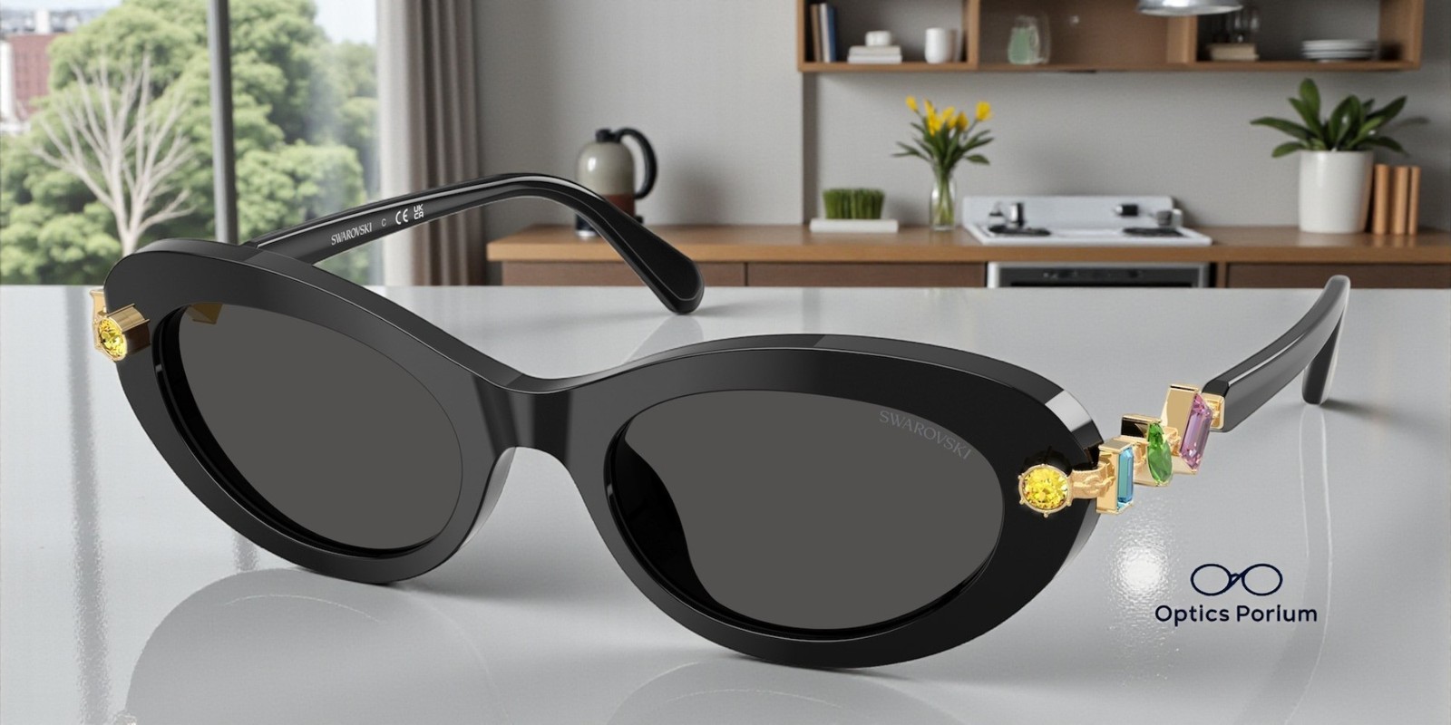 SWAROVSKI SK6042 100187 Black Dark Grey 53 mm Women\'s Sunglasses