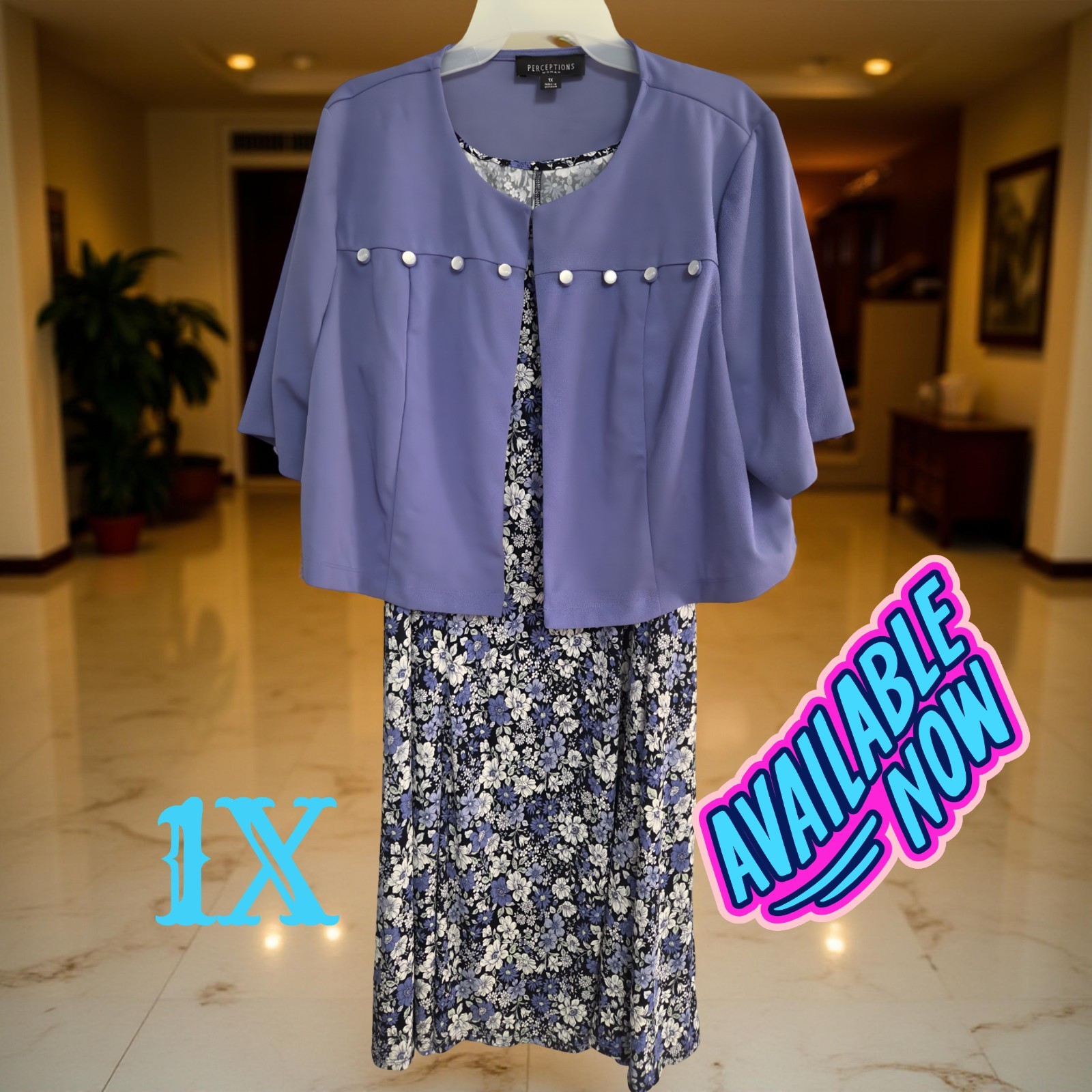 *0785 Perception 2pc formal special occasions dress women 1X wedding